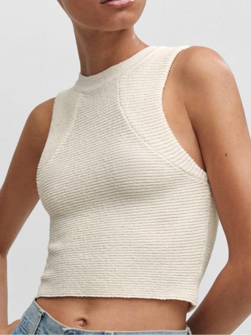 Mango Ribbed Knit Crop Tank - Picture 3 of 6